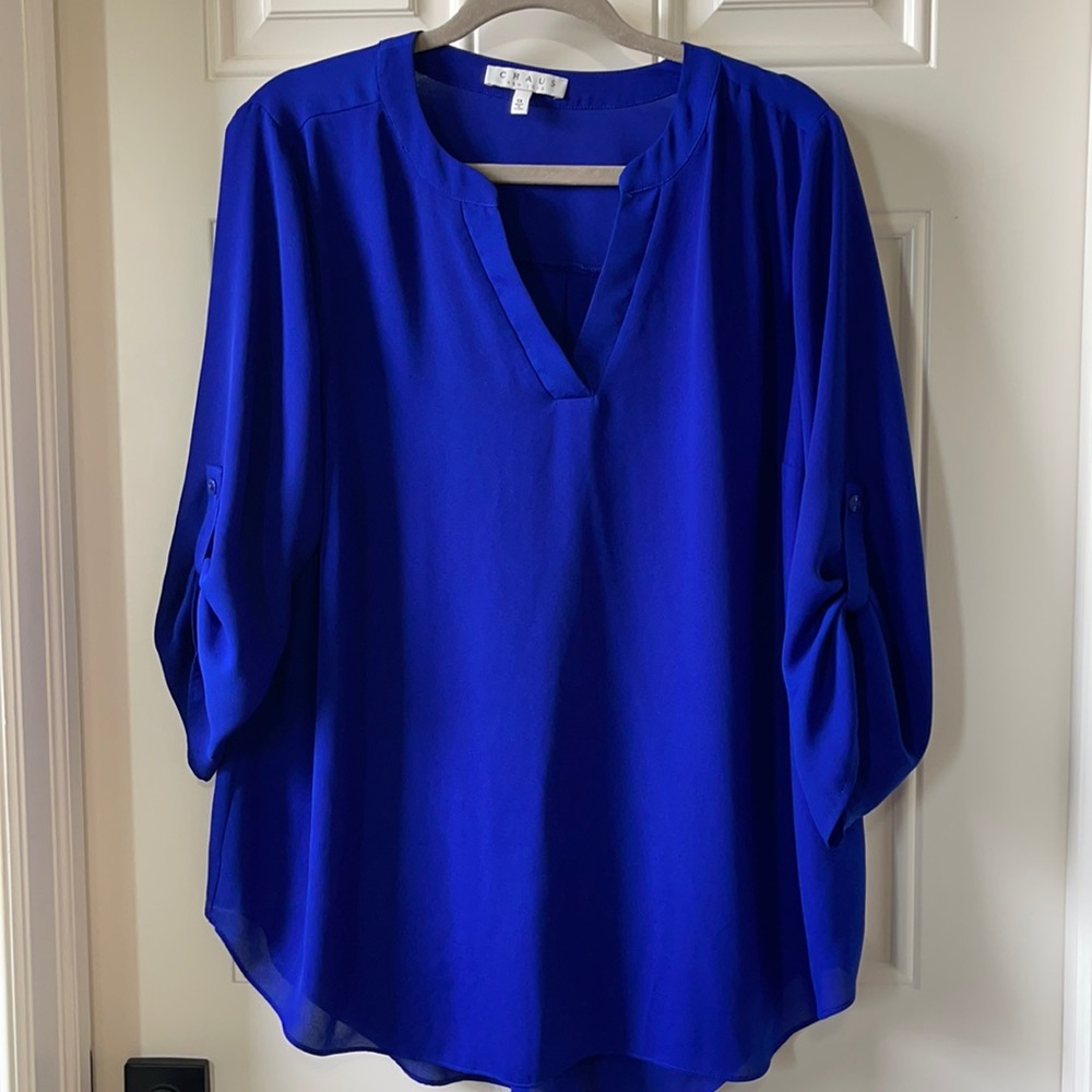 Cobalt blue three-quarter length blouse